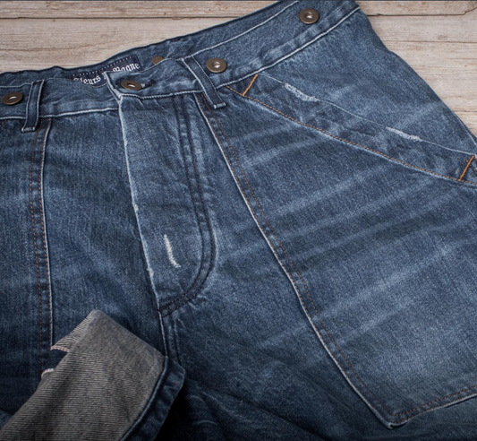 FLEURS DE BAGNE - LE DENIM CARGO SELVEDGE "HEAVY USED"