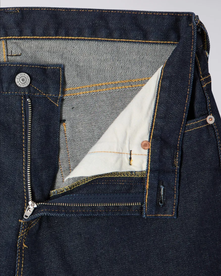 EDWIN SLIM TAPERED KAIHARA BLUE STRETCH GREEN X WHITE SELVAGE 12.5OZ