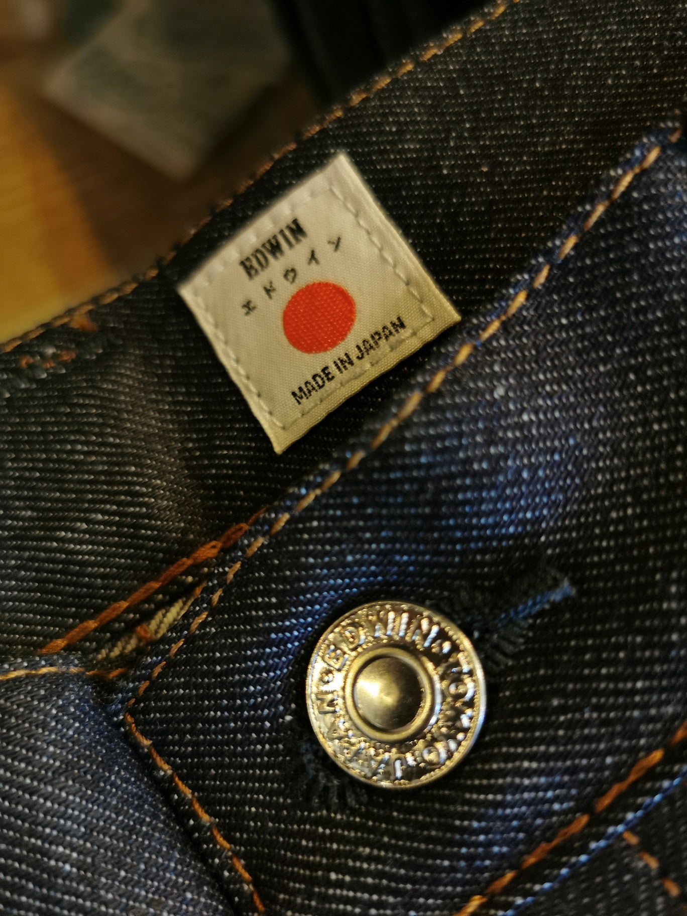 EDWIN SLIM TAPERED KAIHARA INDIGO BLUE X WHITE BLUE UNWASHED