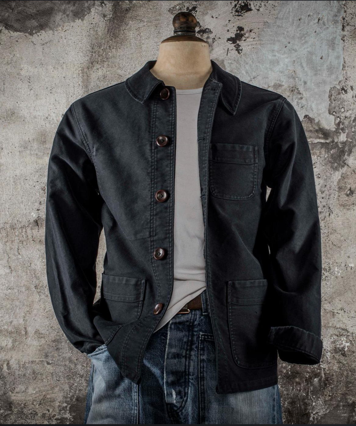 FLEURS DE BAGNE - LA VESTE "LE BOURGERON MOLESKINE" NOIR