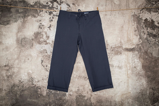 FLEURS DE BAGNE - LE PANTALON "LE NERVI" SEERSUCKER NAVY