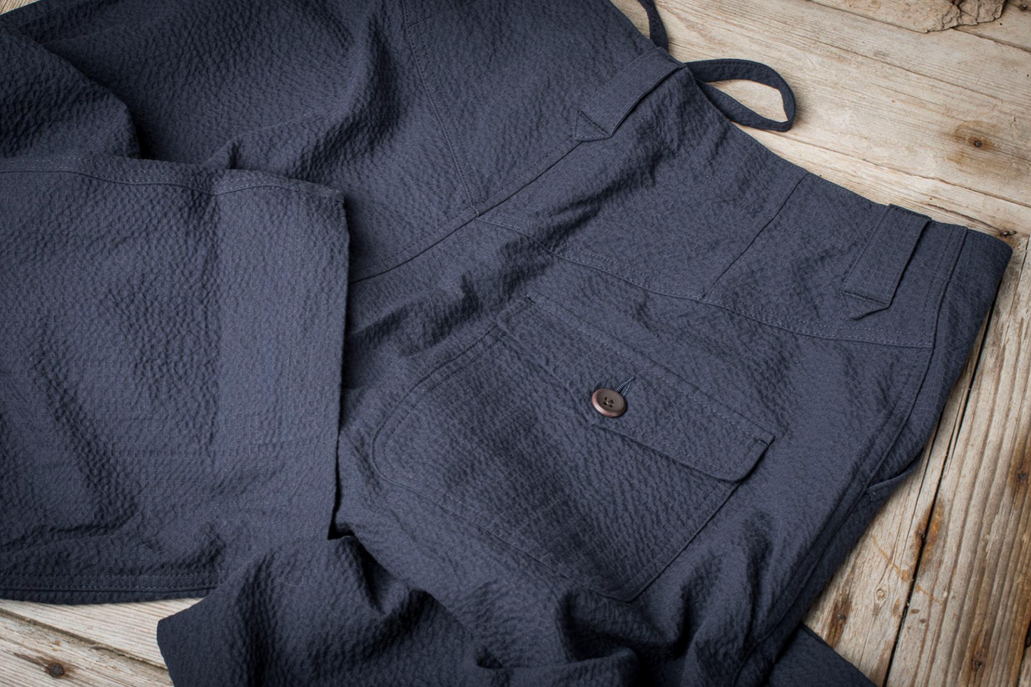 FLEURS DE BAGNE - LE PANTALON "LE NERVI" SEERSUCKER NAVY