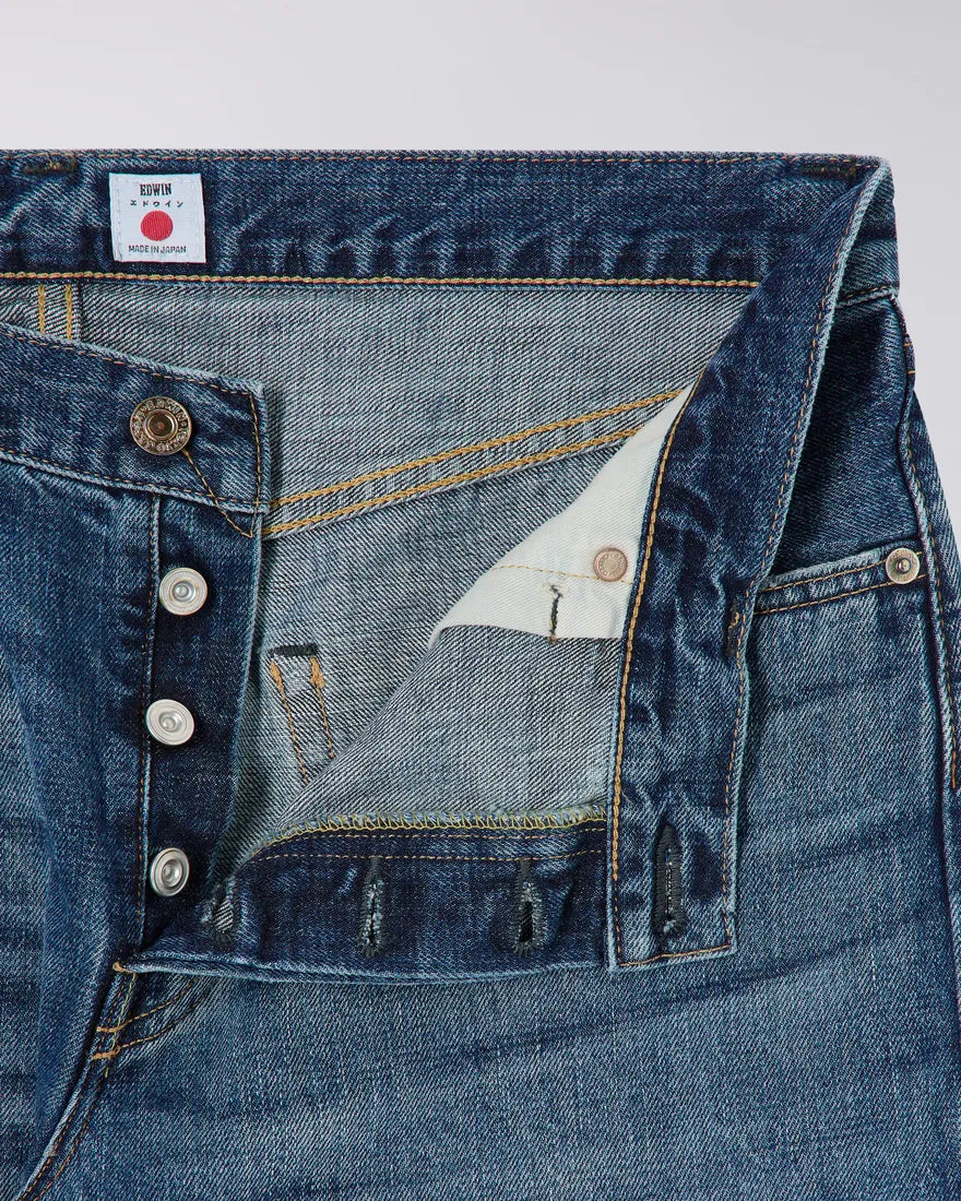 EDWIN REGULAR TAPERED DARK PURE INDIGO RAINBOW SELVAGE 13.5 OZ MID DARK WASH