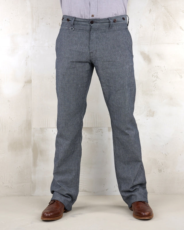 PIKE BROTHERS 1942 HUNTING PANT GREY STRIPED LINEN