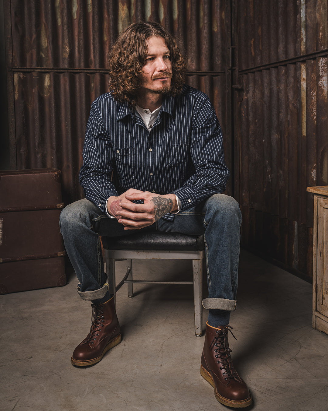 PIKE BROTHERS - 1937 ROAMER SHIRT Blue Wabash DENIM