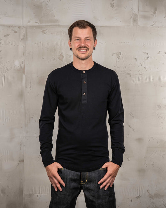 PIKE BROTHERS - 1927 Henley Shirt Long Sleeve Deep Black