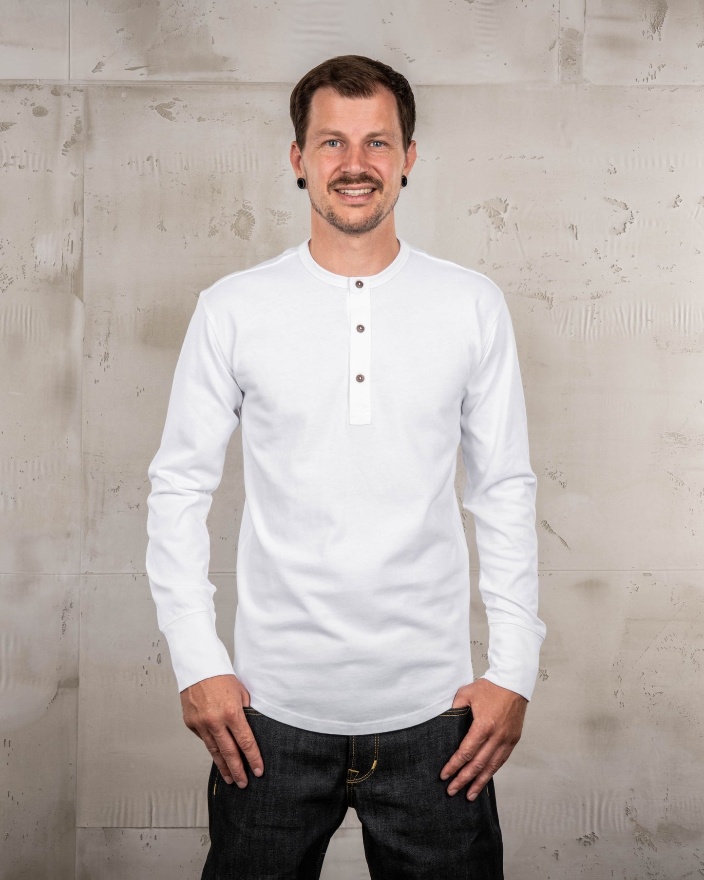 PIKE BROTHERS - 1927 Henley Shirt Long Sleeve Pure White