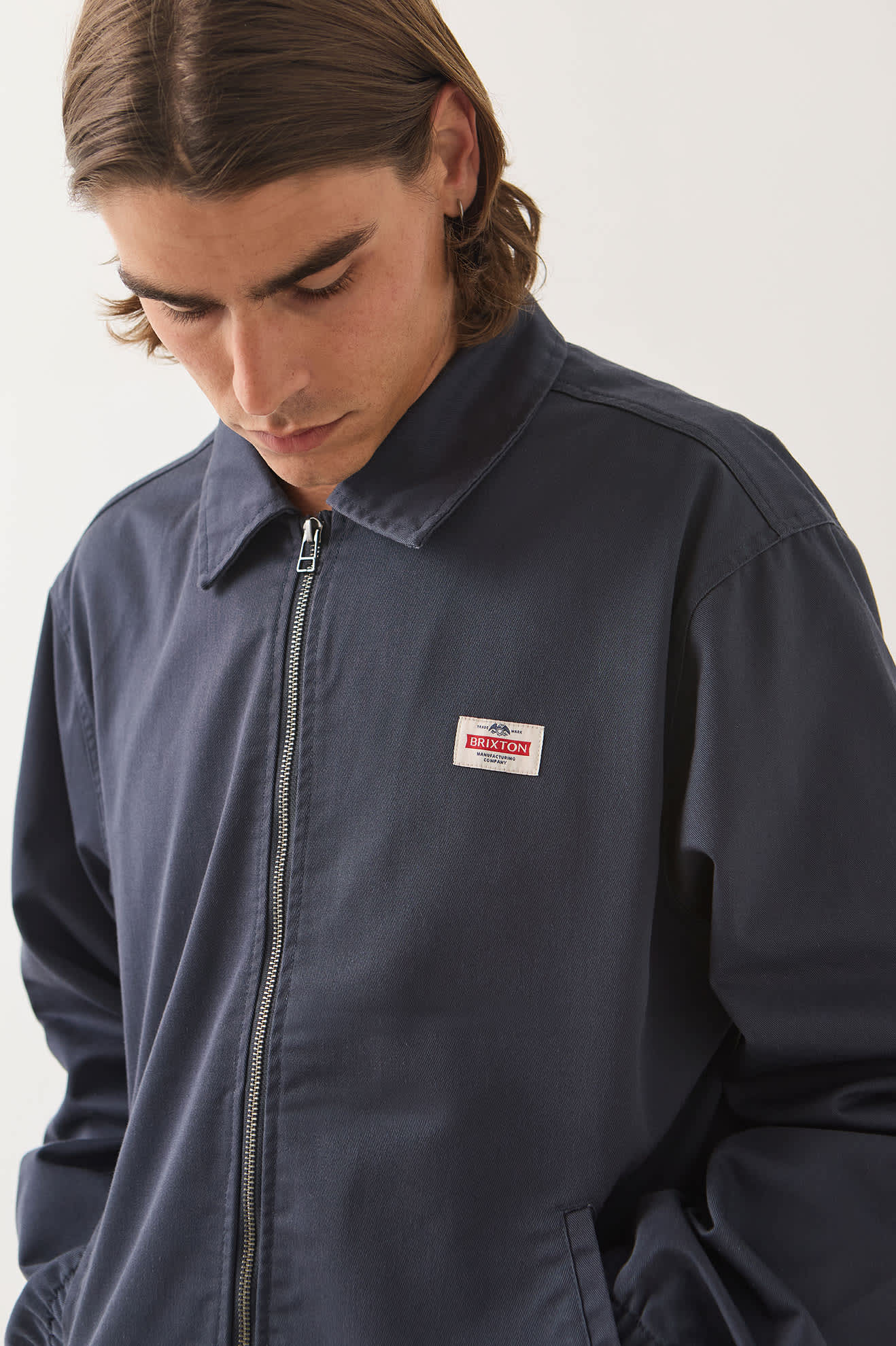 BRIXTON - Trademark Lightweight Garage Zip Jacket NAVY washed