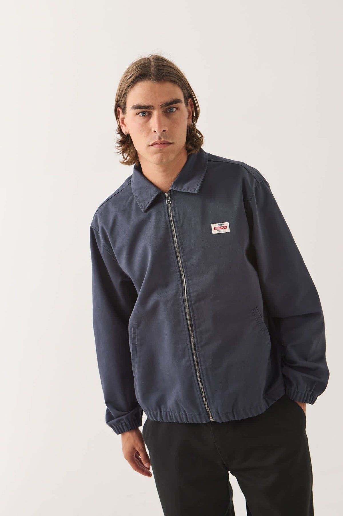 BRIXTON - Trademark Lightweight Garage Zip Jacket NAVY washed