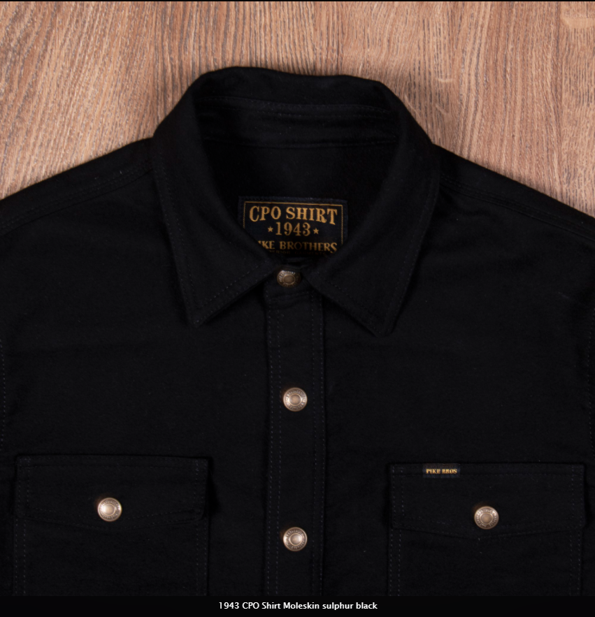 PIKE BROTHERS 1943 CPO SHIRT MOLESKIN SULPHUR BLACK