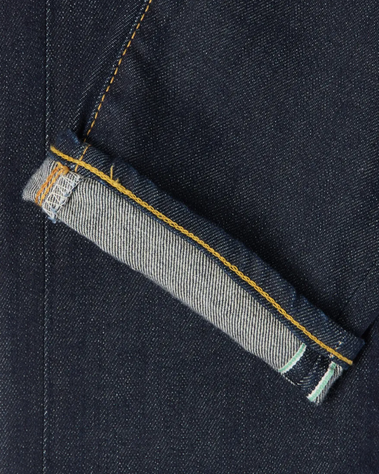 EDWIN SLIM TAPERED KAIHARA BLUE STRETCH GREEN X WHITE SELVAGE 12.5OZ