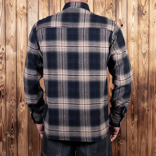 PIKE BROTHERS 1937 ROAMER SHIRT BLUE BEIGE CHECK FLANNEL