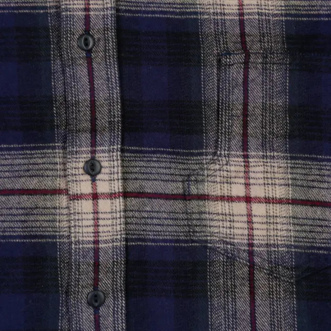 PIKE BROTHERS 1937 ROAMER SHIRT BLUE BEIGE CHECK FLANNEL